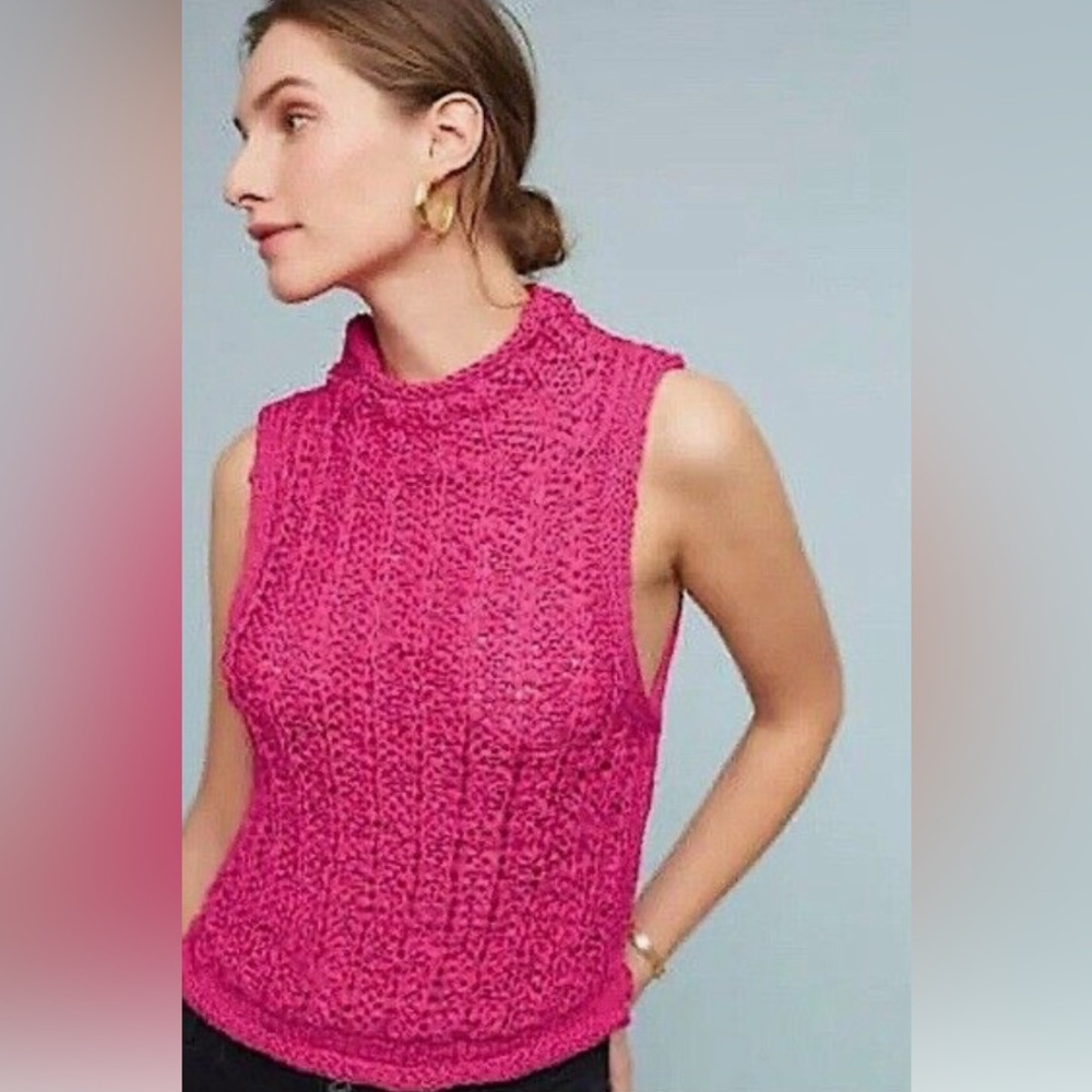 Anthropologie Moth Mock Neck Sleeveless Pick Top